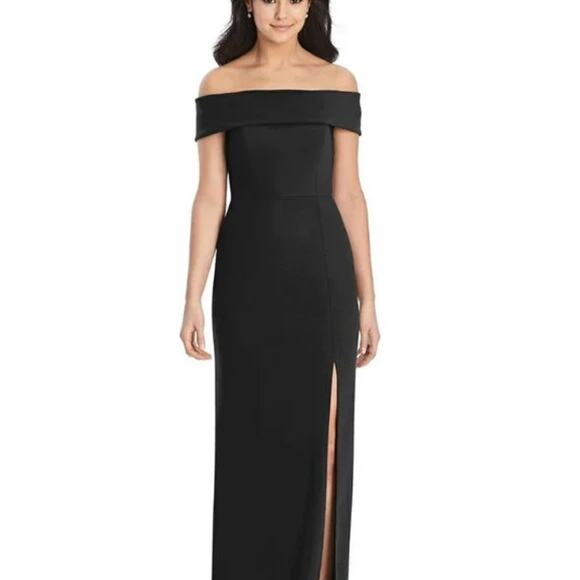 Dessy Style 3030 Off-shoulder Crepe Bridesmaid Dress in Black Womens Size 22L - Picture 1 of 11